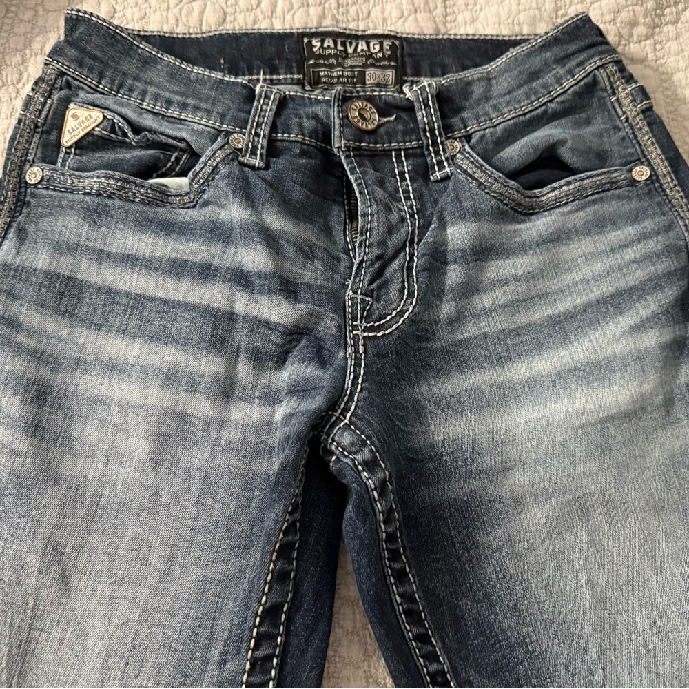 Salvage Bootcut Jeans in Classic Blue with Timeless Appeal